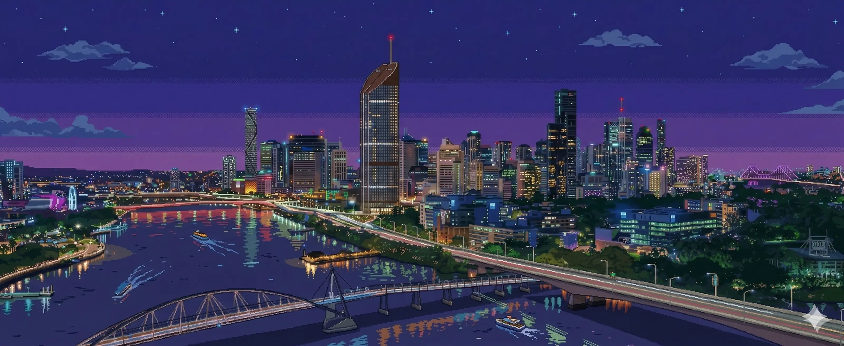 Brisbane pixel art skyline